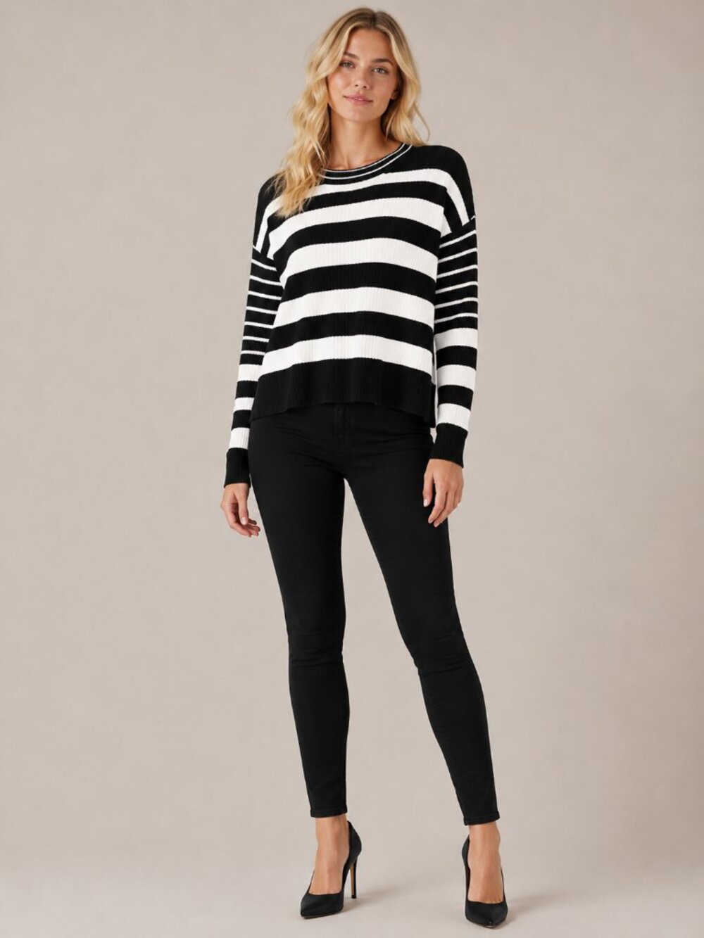 NWT White House Black Market Long Sleeve Asymmetrical Stripe Pullover S